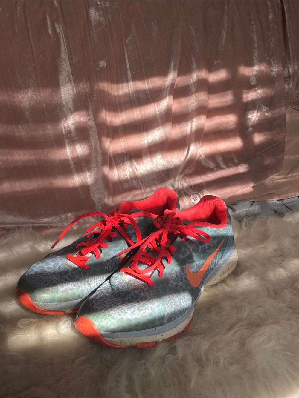 Nike Gray Athletic Shoes with Bright Orange Trim